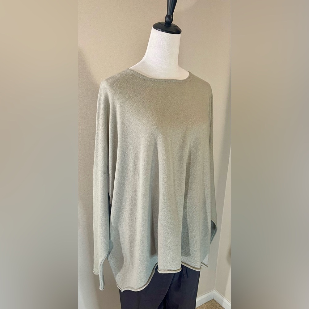Eskandar Vintage Designer 100% Cashmere Scoop Neck, Long Sleeve Pullover Sweater